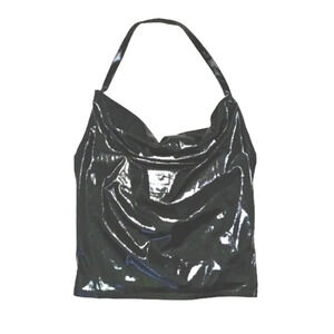 Black Shiny Halter Top